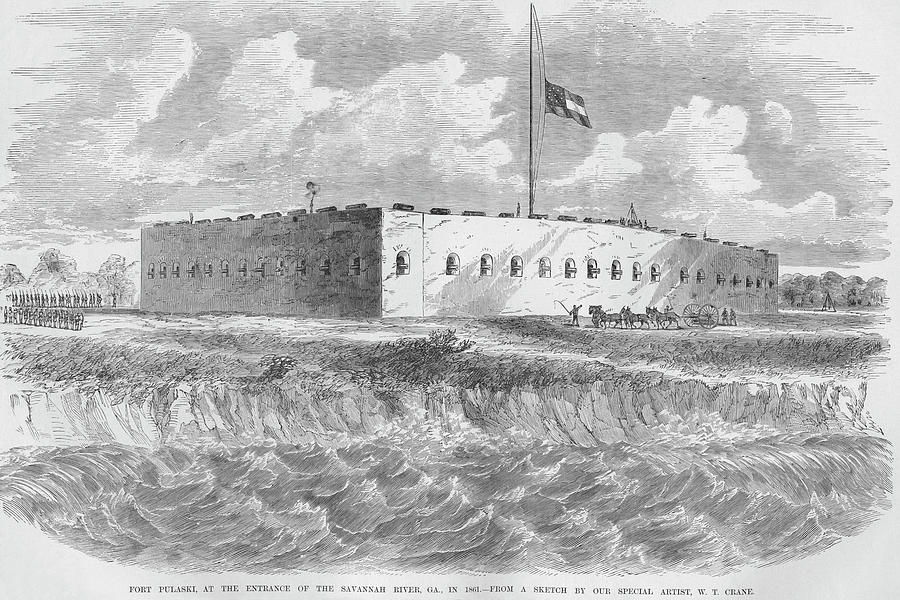 Fort Pulaski at Entrance to Savannah River Painting by Frank Leslie ...