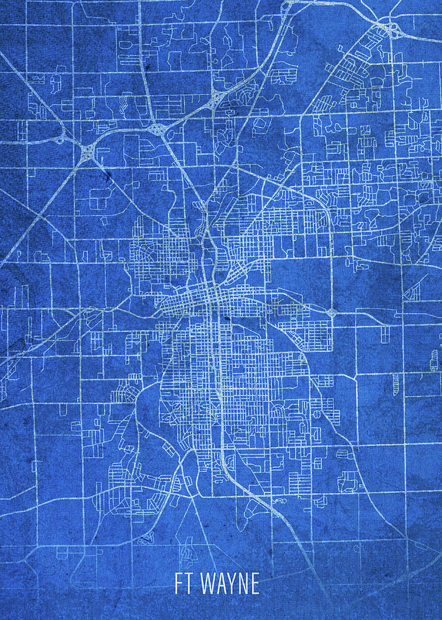 Fort Wayne Indiana City Street Map Blueprints Mixed Media by Design