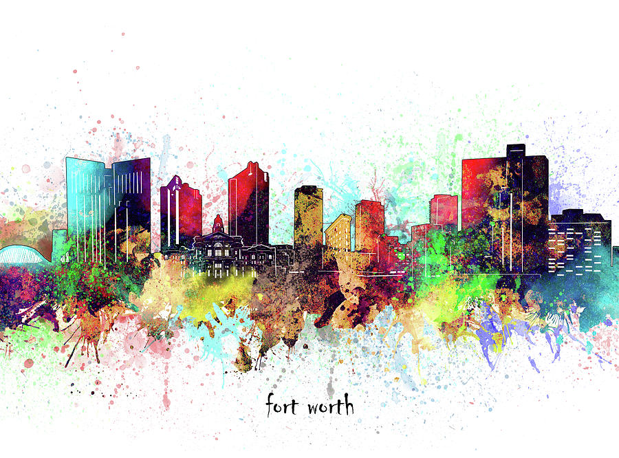 Fort Worth Skyline Artistic Digital Art by Bekim M