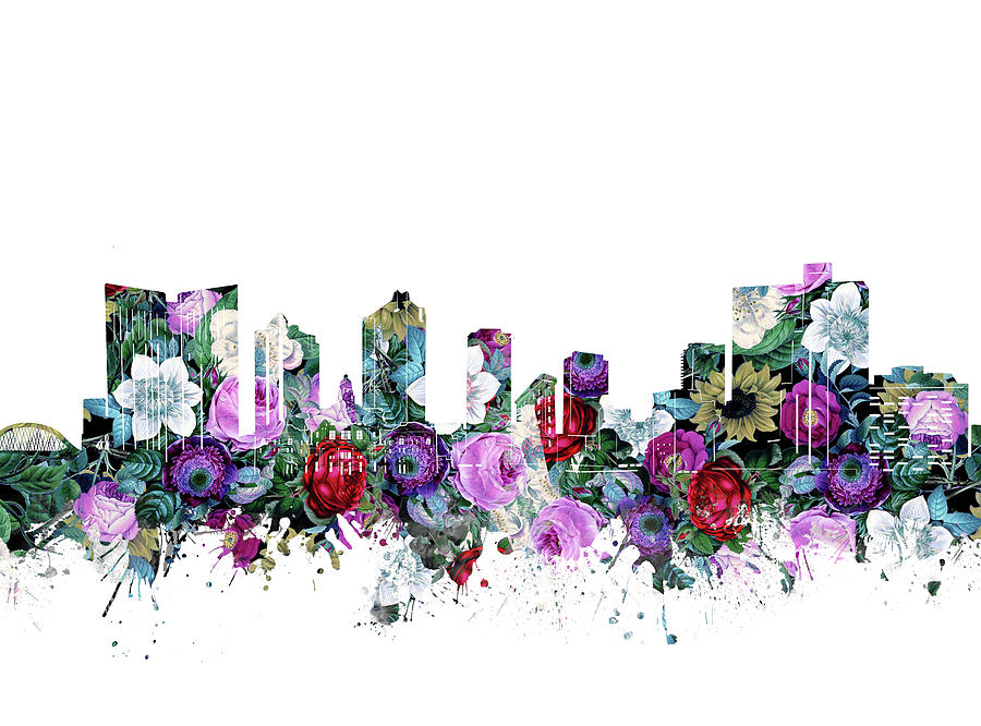 Fort Worth Skyline Floral Digital Art