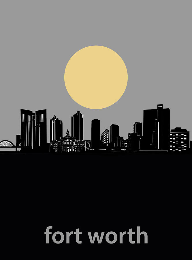 Fort Worth Skyline Minimalism Grey Digital Art