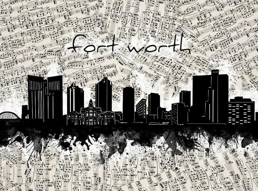 Fort Worth Skyline Music Sheet Digital Art