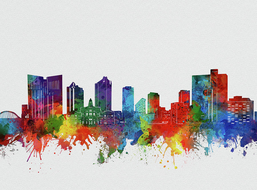 Fort Worth Skyline Watercolor 2 Digital Art