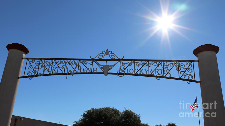 Fort Worth Stockyards Sign with Sunshine Photograph by Carol Groenen