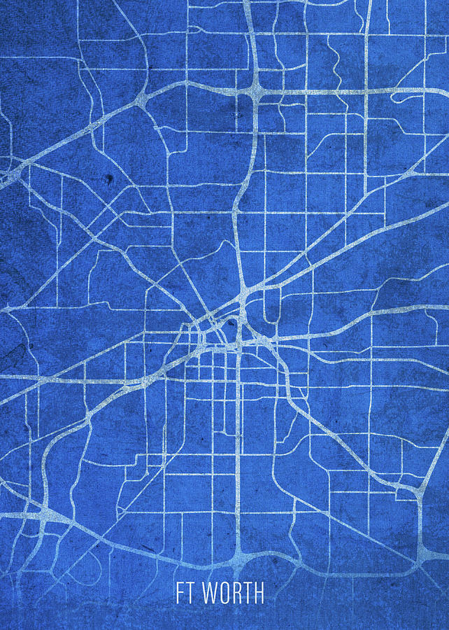 Fort Worth Mixed Media - Fort Worth Texas City Street Map Blueprints by Design Turnpike