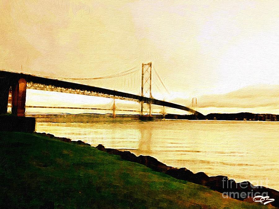 Landscape Digital Art - Forth Road Bridge Queensferry 0001 by Douglas Brown