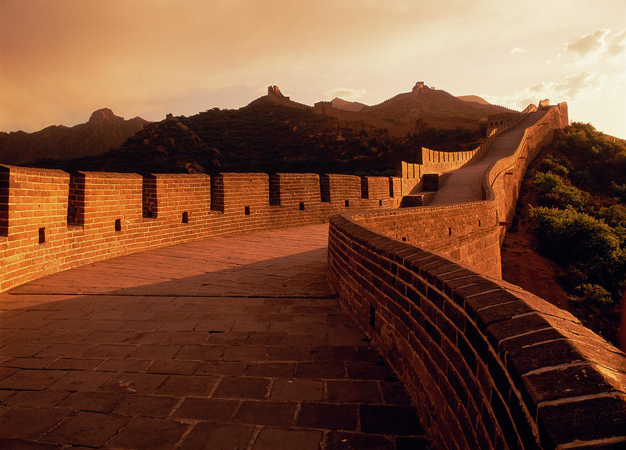 Sunset Photograph - Fortified Wall Passing by Panoramic Images