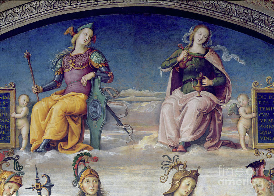 Pietro Perugino Painting - Fortune And Temperance, Detail From The Lunette Of Fortune And Temperance, From The Sala Delludienza, 1496-1500 by Pietro Perugino