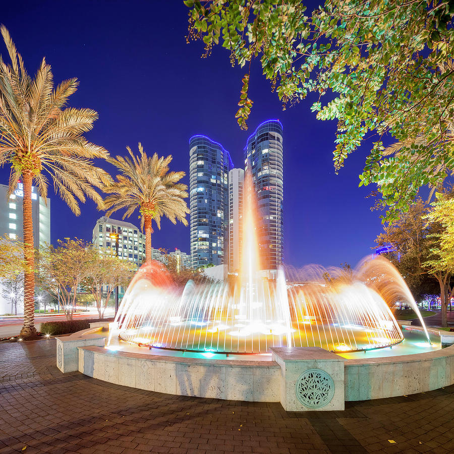 Fountain & High Rises Digital Art by Pietro Canali - Fine Art America