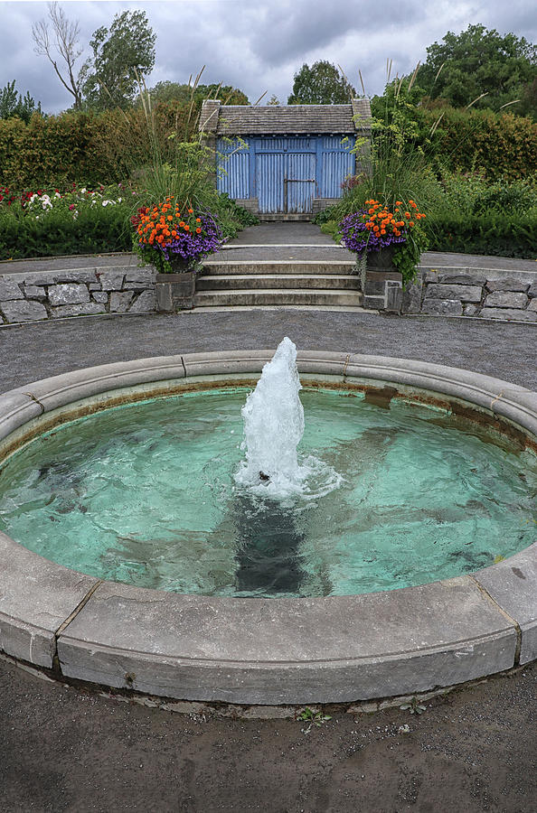 Fountain at Montreal Botanic Gardens Photograph by Dave Mills