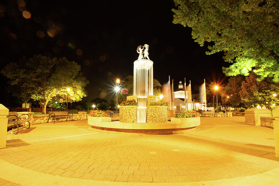 Fountain At Night Photograph