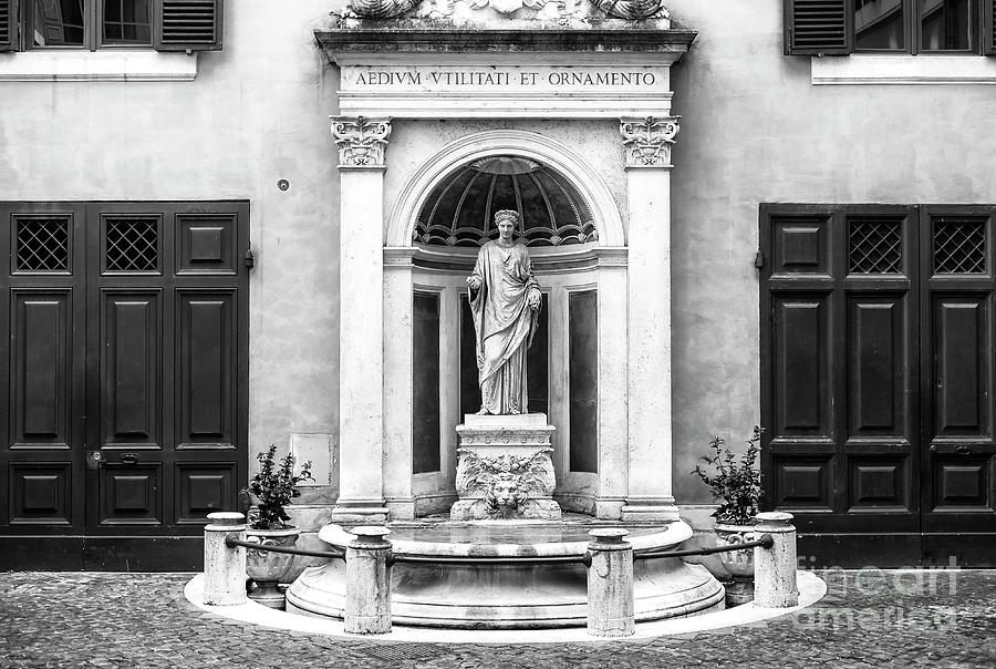 Fountain at Palazzo Ferrajoli in Rome Photograph by John Rizzuto