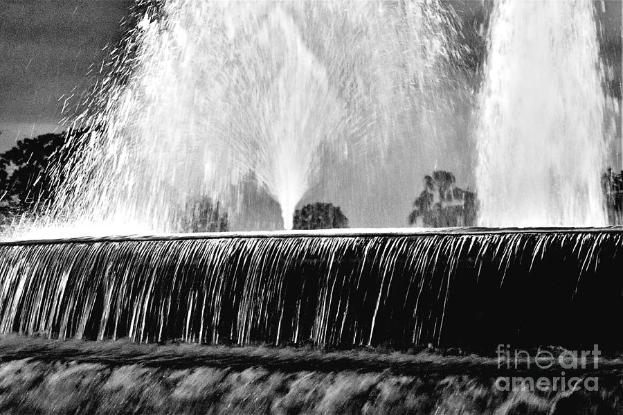 Fountain Fury In Black And White Photograph