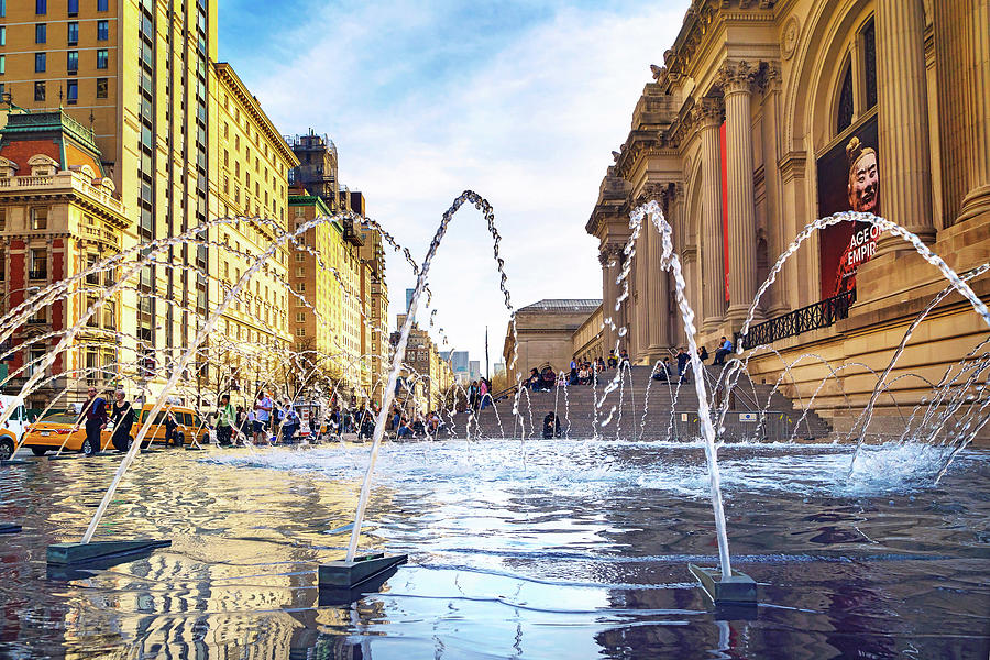 Fountain In Front Of The Met, Nyc Digital Art by Laura Zeid