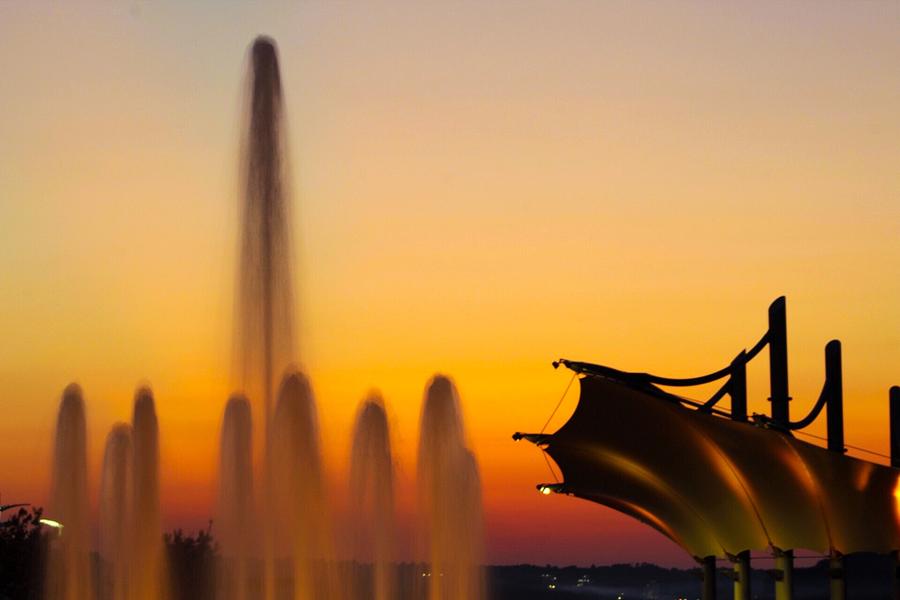 Fountain In Sunset Photograph