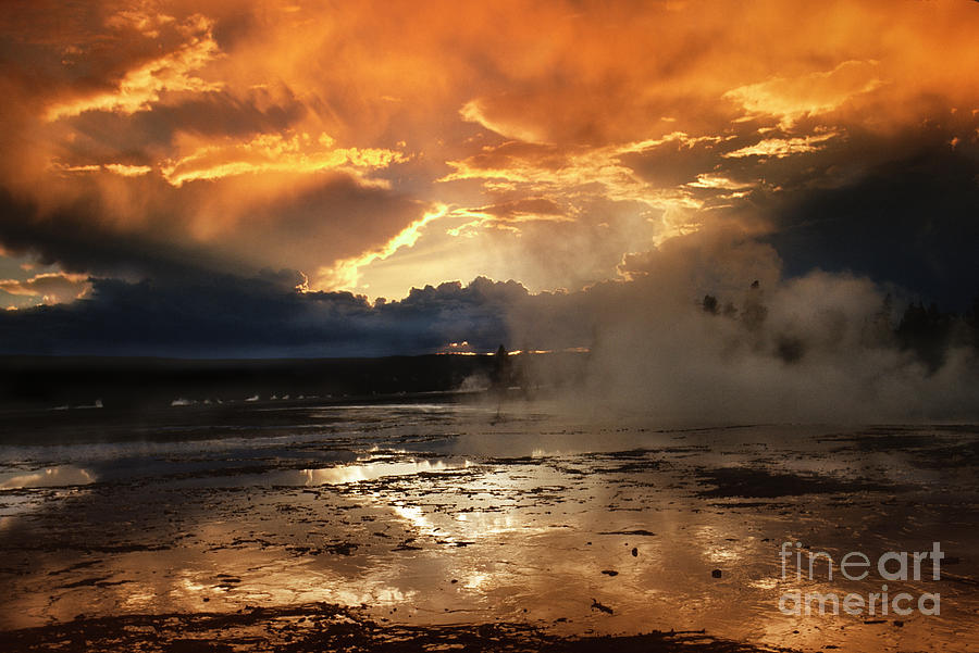 Fountain Paint Pot Sunset - Yellowstone Photograph by Sandra Bronstein
