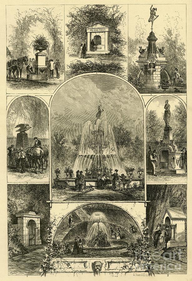 Fountains In Philadelphia Drawing by Print Collector