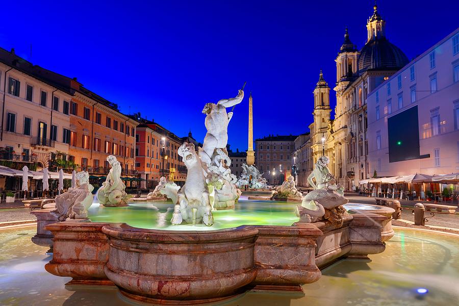 Architecture Photograph - Fountains In Piazza Navona In Rome by Sean Pavone