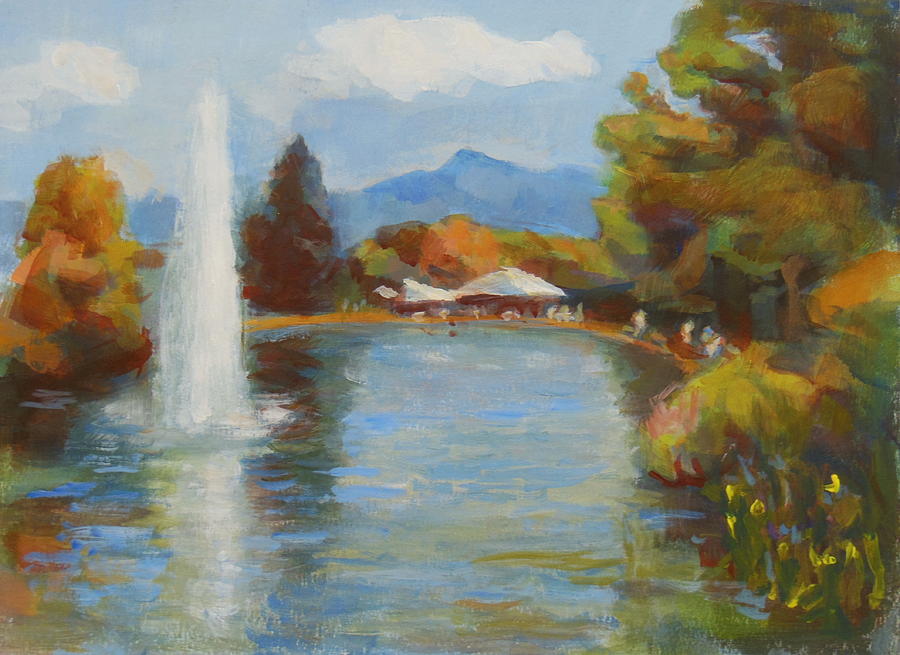 Fountain Painting - Fountains in the park not Rysselberghe by Johannes Strieder