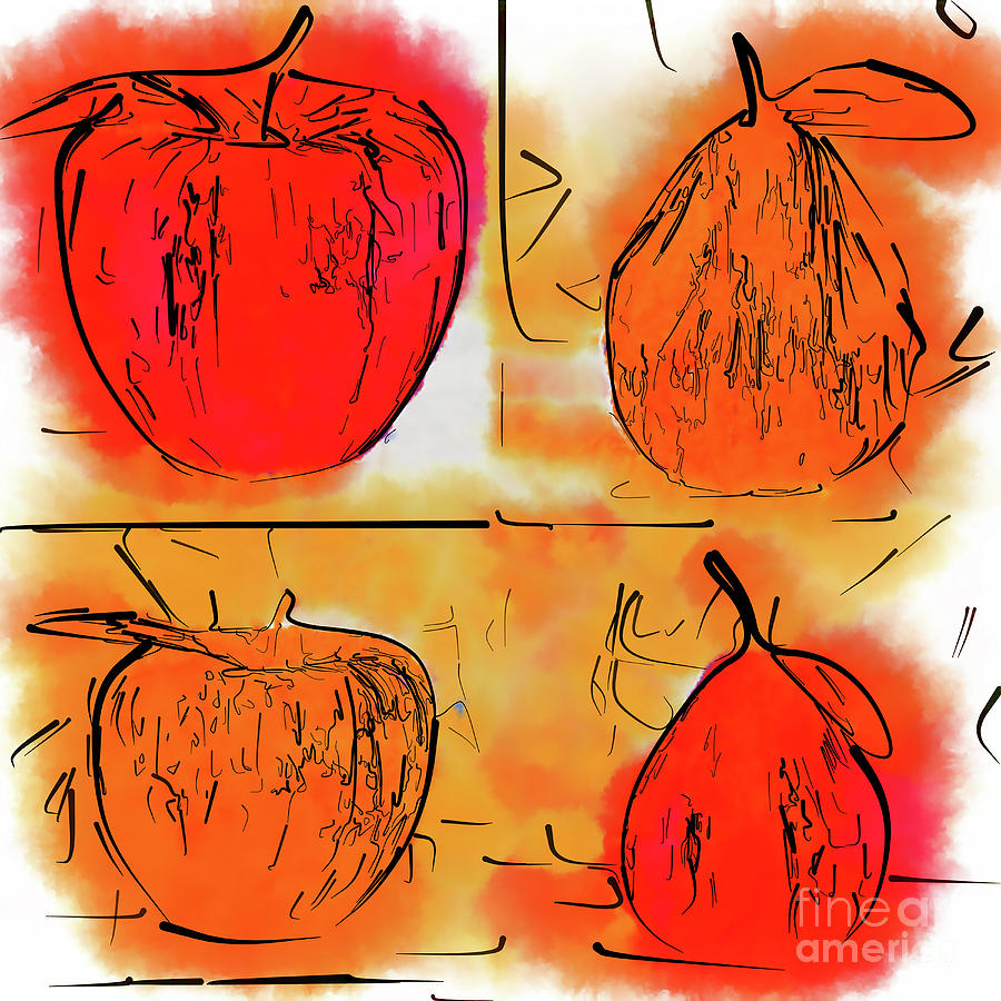 Four Corners Of Apples And Pears Digital Art by Kirt Tisdale