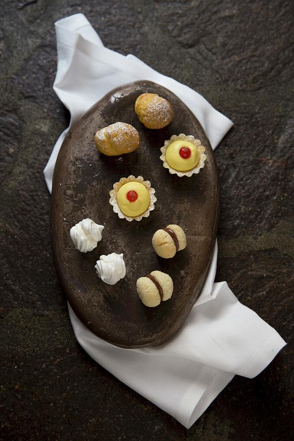 Four Different Types Of Biscuits On A Stone Platter seen From Above Photograph by Dan Lev