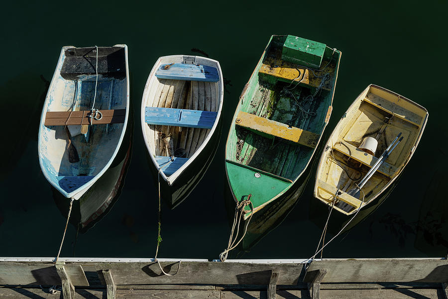 Boat Photograph - Four Dinghies by Steve Gadomski