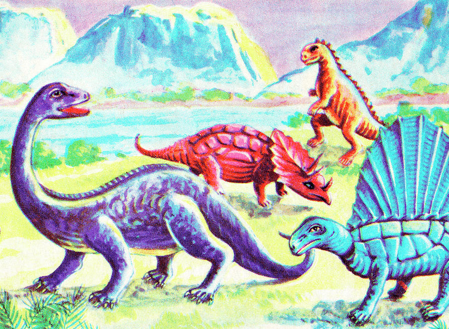 Prehistoric Drawing - Four Dinosaurs by CSA Images