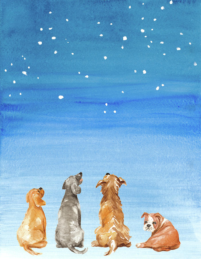 Four Dogs Star Gazing Painting by Lanie Loreth - Fine Art America