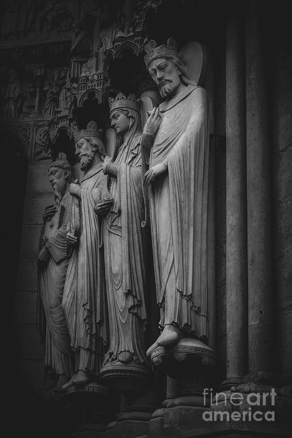 Four Figure Sculptures on Notre Dame, Paris 2016 Photograph by Liesl Walsh