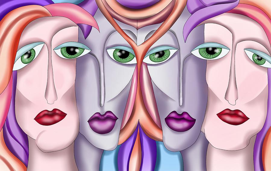 Four Girls  Painting by Patricia Piotrak