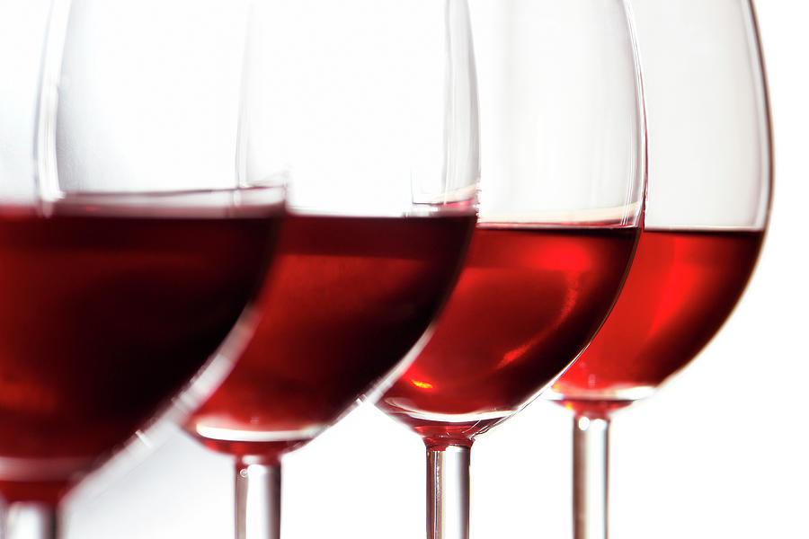 Four Glasses Of Red Wine Arranged In Photograph by Domin domin
