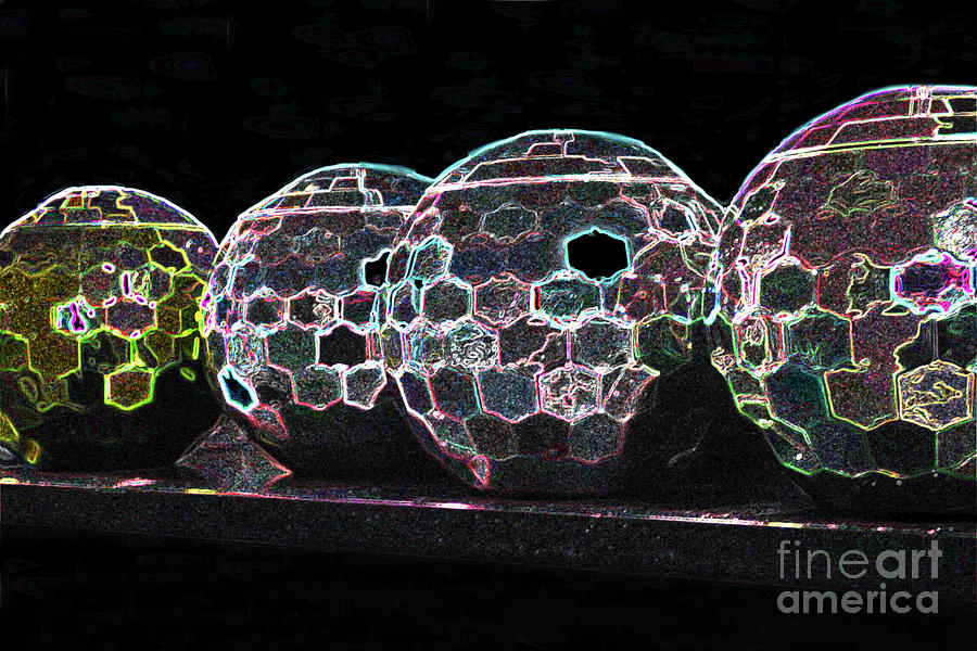 Four Glowing Balls 300 Mixed Media by Sharon Williams Eng