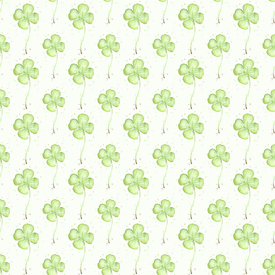 Nature Painting - Four Leaf Clover Lucky Charm Pattern by Olga Shvartsur