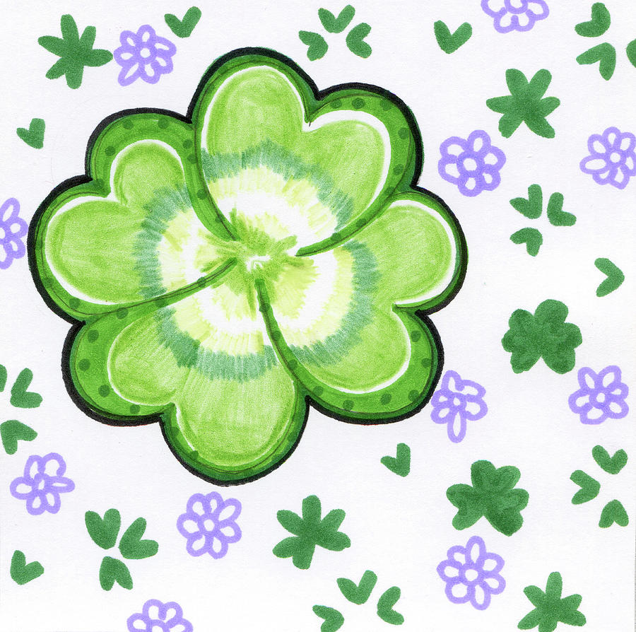 Holiday Painting - Four Leaf Clover by Valarie Wade