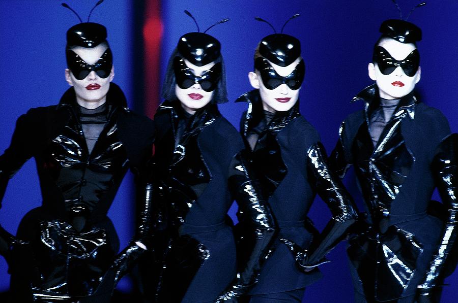 Four Models In Thierry Mugler's Spring 1997 by Guy Marineau