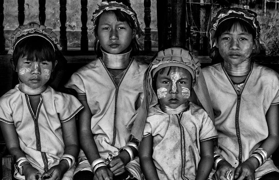 Four Padaung Girls (myanmar) Photograph by Joxe Inazio Kuesta Garmendia