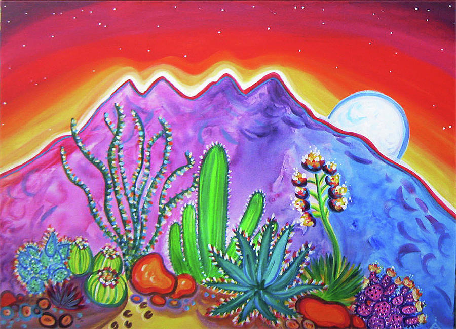 Four Peaks Cactus Garden Painting by Rachel Houseman