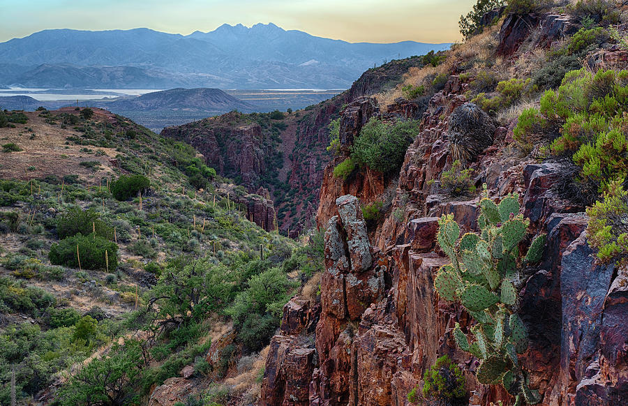 Four Peaks Canyons  near Roosevelt Lake landscape Photograph by Dave Dilli