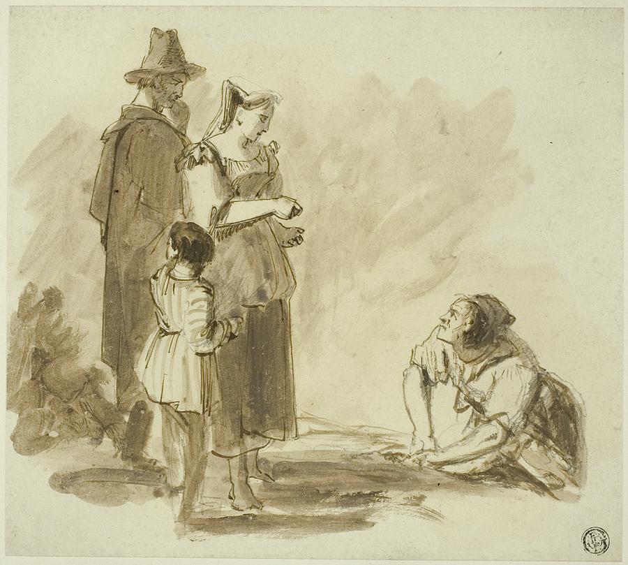 Four Peasants Drawing by Augustus Wall Callcott - Fine Art America