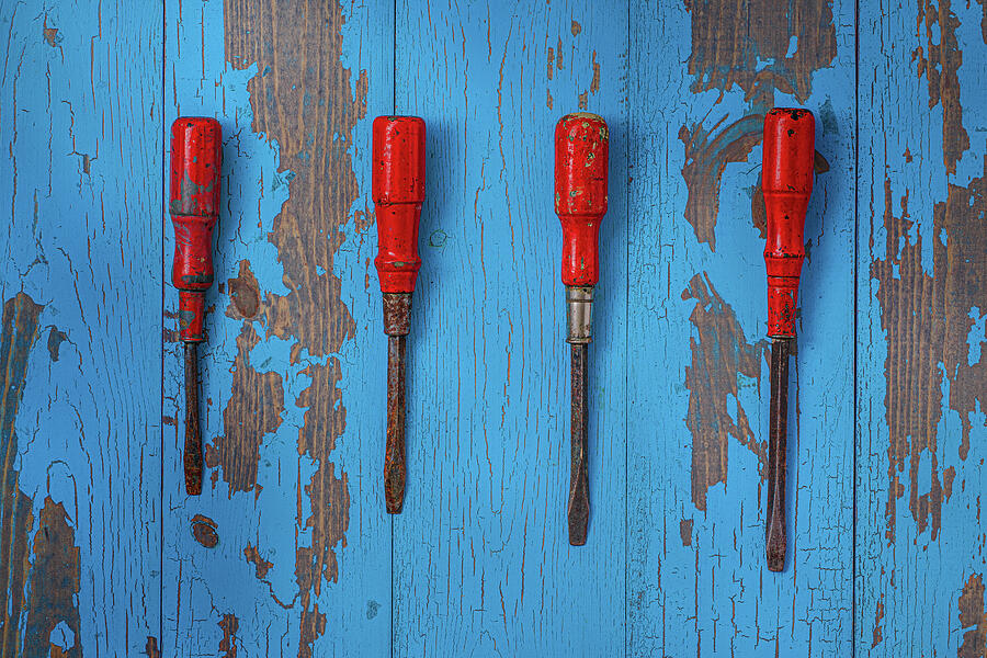 Screwdriver Photograph - Four Red Screwdrivers by David Smith