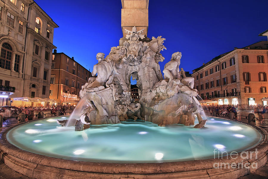 Four Rivers Fountain in Piazza Navona, Rome, Italy Photograph by Sam Antonio