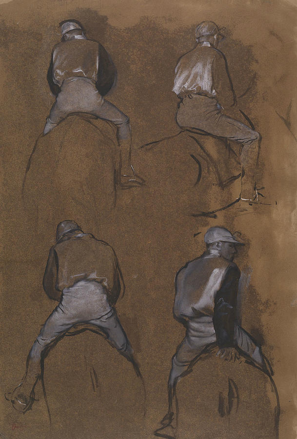 Four Studies of a Jockey Drawing by Edgar Degas