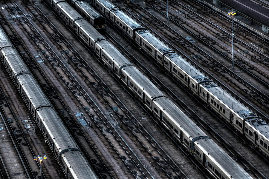 Four Trains Photograph by Steve Gravano