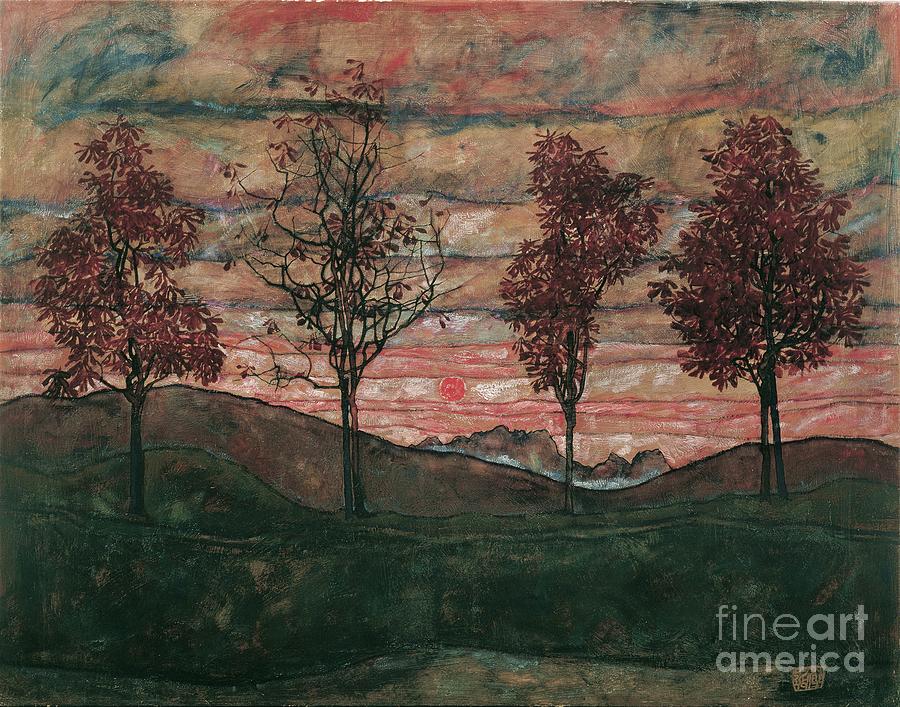 Four Trees Drawing by Heritage Images