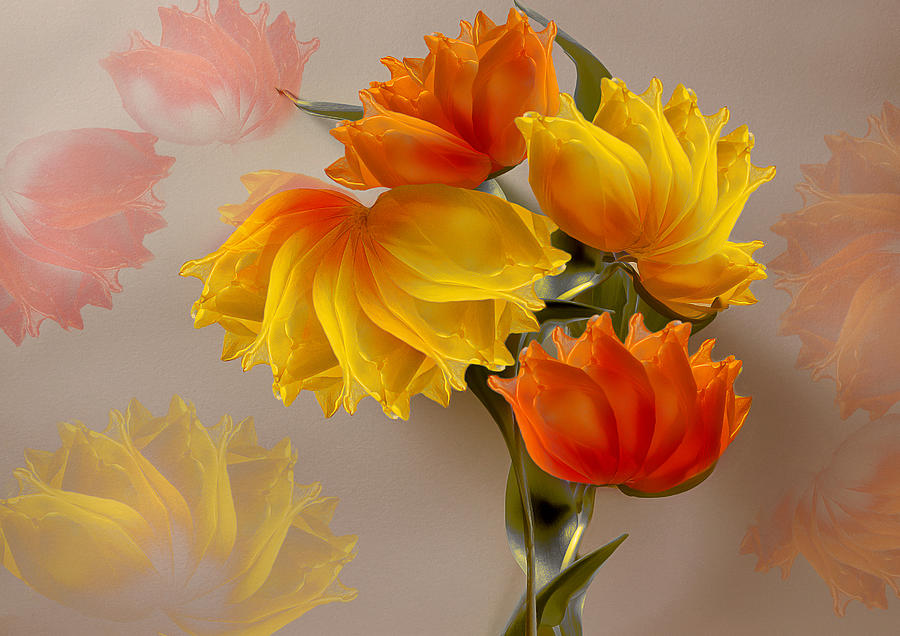 Flower Photograph - Four Tulips by Ludmila Shumilova