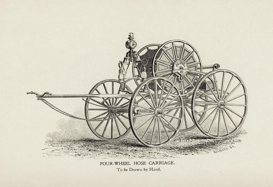 Four-Wheel Hose Carriage: To be Drawn by Hand Painting by Kilburn
