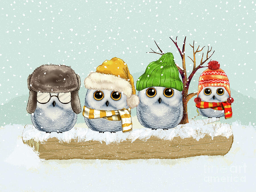 Four Winter Owls by Ruth Moratz Four Winter Owls by Ruth Moratz