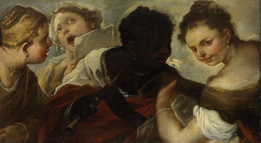 Four Women making Music. Painting by Luca Giordano Four Women making Music. Painting by Luca Giordano
