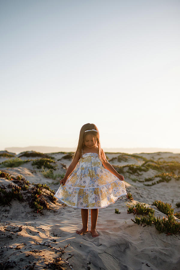 Four Year Old Girl On Beach In San Diego At Sunset Photograph by Cavan ...