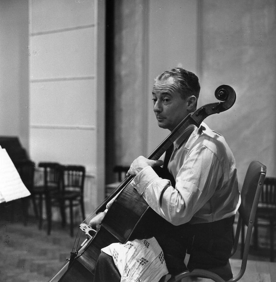 Fournier With Cello Photograph by Erich Auerbach